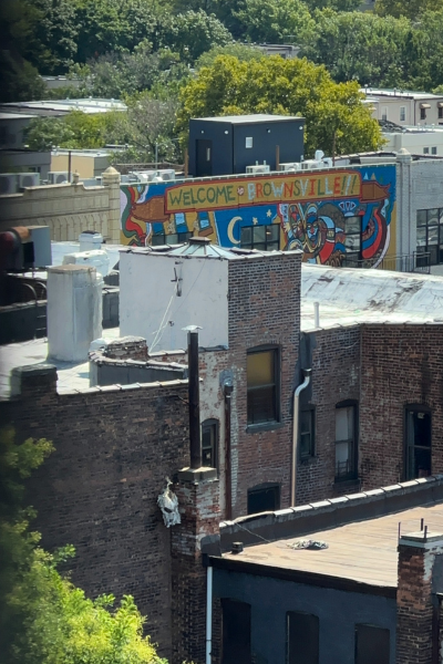 Welcome to Brownsville on the side of a building.